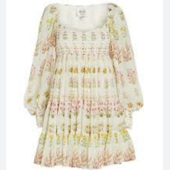 HEMANT & NANDITA Floral Chiffon Mini Dress Small - Picture 3 of 9